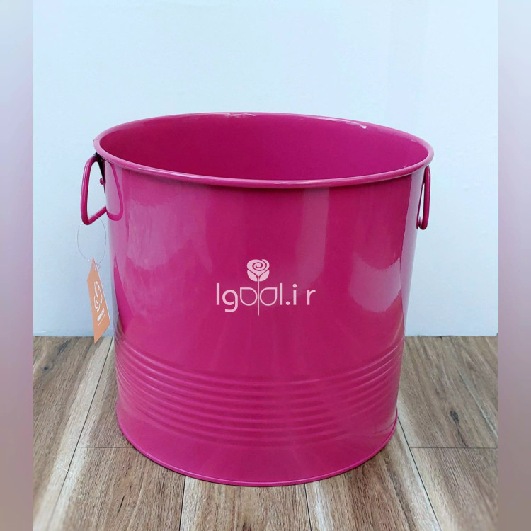 گلدان فلزی لاین پک دو عددی رنگ صورتی ( قطر 25 و قطر 22 )